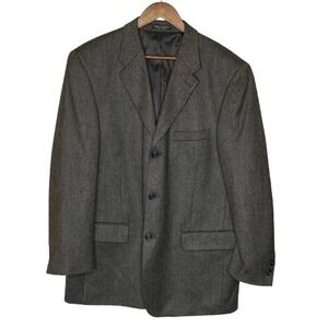 VTG Bernhard Altmann Couture Mens Herringbone Wool Sport Coat Blazer 44R Gray
